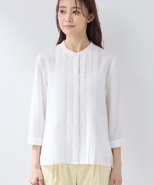 INDIVI（インディヴィ）の「【洗える／大人シアー】タックプリーツ7分袖ブラウス（シャツ/ブラウス・レディース・ホワイト/ブラック・38/15 /13/05/34）」の17枚目の写真