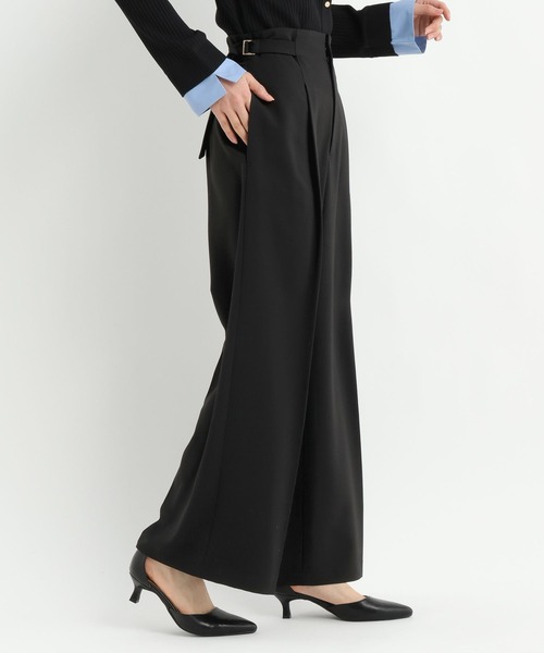 Andemiu（アンデミュウ）の「サイドベルトストレートパンツ640816（スラックス・レディース・ブラック/アイボリー/ライトグレー・SMALL/MEDIUM）」の2枚目の写真