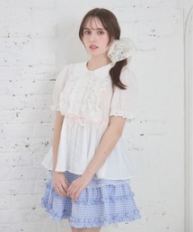 Lolime by mellfy memory（ロリミー バイ メルフィーメモリー）の「ribbon puff sleeve ruffle blouse（シャツ/ブラウス）」