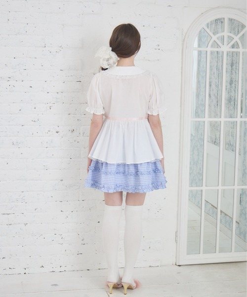 Lolime by mellfy memory(ロリミー バイ メルフィーメモリー)の「ribbon puff sleeve ruffle blouse(シャツ/ブラウス・レディース・ピンク/ホワイト・LL/M)」の7枚目の写真