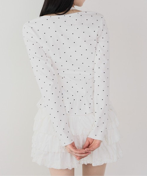 Siel（シエル）の「ドットリボンカットソー（Tシャツ/カットソー・レディース・ホワイト/アイボリー/ライトブルー・FREE）」の8枚目の写真