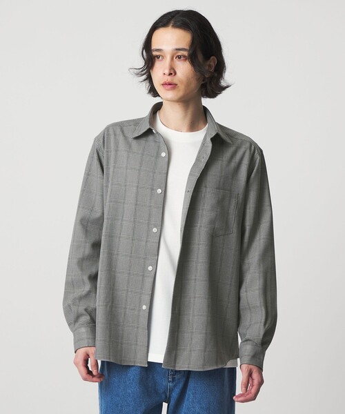 A DAY IN THE LIFE UNITED ARROWS(アデイインザライフユナイテッドアローズ)の「グレンチェック レギュラーカラーシャツ<A DAY IN THE LIFE>(シャツ/ブラウス・メンズ・ライトグレー/オリーブ・L/M)」の1枚目の写真