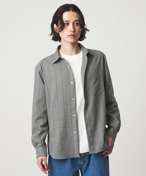 A DAY IN THE LIFE UNITED ARROWS(アデイインザライフユナイテッドアローズ)の「グレンチェック レギュラーカラーシャツ<A DAY IN THE LIFE>(シャツ/ブラウス・メンズ・ライトグレー/オリーブ・L/M)」の3枚目の写真