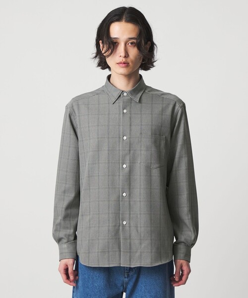 A DAY IN THE LIFE UNITED ARROWS(アデイインザライフユナイテッドアローズ)の「グレンチェック レギュラーカラーシャツ<A DAY IN THE LIFE>(シャツ/ブラウス・メンズ・ライトグレー/オリーブ・L/M)」の9枚目の写真