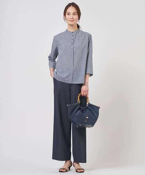 J.PRESS（ジェイプレス）の「麻シェルドライ ワイド ストレート パンツ（その他パンツ・レディース・ネイビー系/アイボリー系/黄土色系/ダークブラウン系・11/9/7）」の9枚目の写真