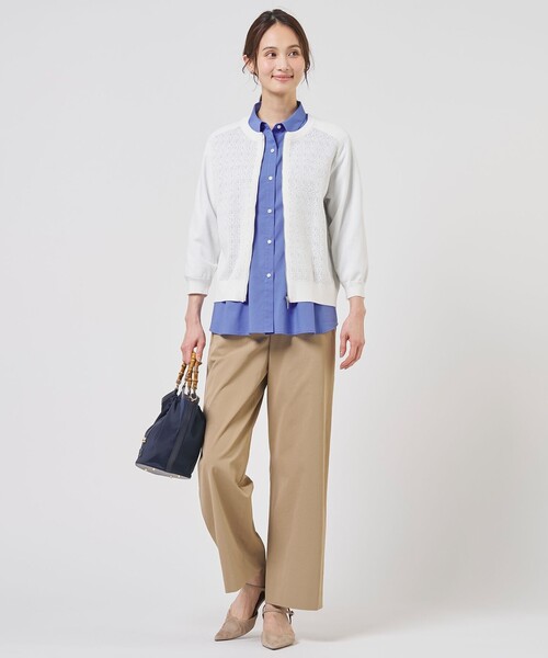 J.PRESS（ジェイプレス）の「麻シェルドライ ワイド ストレート パンツ（その他パンツ・レディース・ネイビー系/アイボリー系/黄土色系/ダークブラウン系・11/9/7）」の16枚目の写真