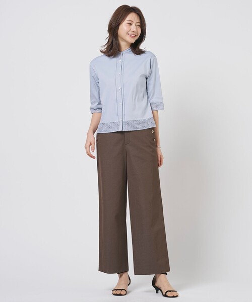 J.PRESS（ジェイプレス）の「麻シェルドライ ワイド ストレート パンツ（その他パンツ・レディース・ネイビー系/アイボリー系/黄土色系/ダークブラウン系・11/9/7）」の19枚目の写真