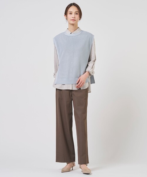 J.PRESS（ジェイプレス）の「麻シェルドライ ワイド ストレート パンツ（その他パンツ・レディース・ネイビー系/アイボリー系/黄土色系/ダークブラウン系・11/9/7）」の22枚目の写真