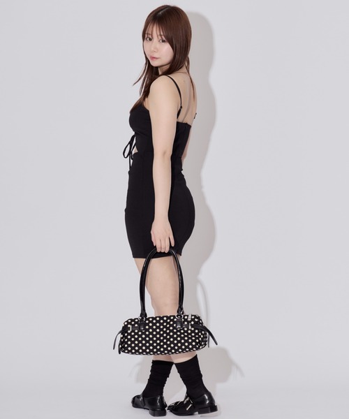 ALLuRing ChaRm(アリュリングチャーム)の「Drawstring Cutout Mini Dress / ドローストリングカットアウトミニワンピース カップ付(ワンピース・レディース・ブラック・FREE)」の7枚目の写真