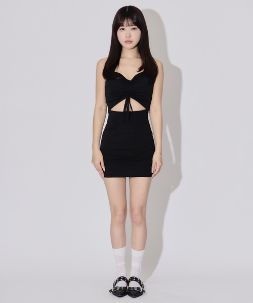 ALLuRing ChaRm(アリュリングチャーム)の「Drawstring Cutout Mini Dress / ドローストリングカットアウトミニワンピース カップ付(ワンピース・レディース・ブラック・FREE)」の13枚目の写真