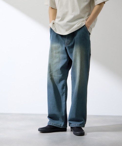 NAVY(ネイビー)の「NAVY デニムペインターパンツ 裾ドローコード(デニムパンツ・メンズ・ネイビー/ブルー系・S/M/L/XL)」の2枚目の写真