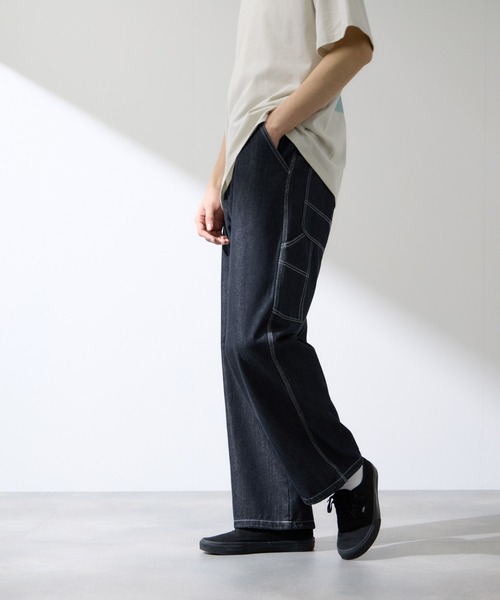 NAVY(ネイビー)の「NAVY デニムペインターパンツ 裾ドローコード(デニムパンツ・メンズ・ネイビー/ブルー系・S/M/L/XL)」の1枚目の写真