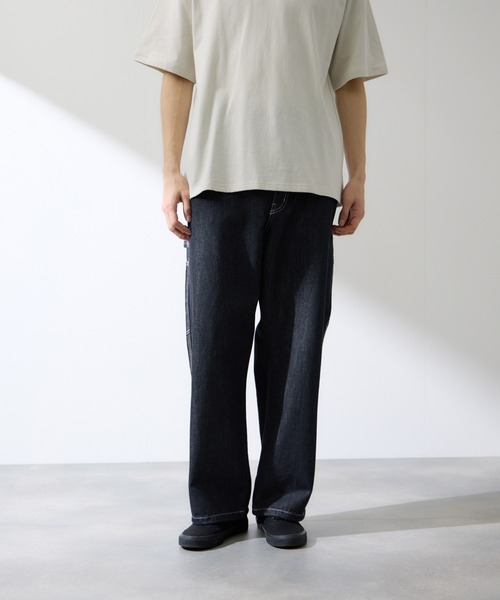 NAVY(ネイビー)の「NAVY デニムペインターパンツ 裾ドローコード(デニムパンツ・メンズ・ネイビー/ブルー系・S/M/L/XL)」の3枚目の写真