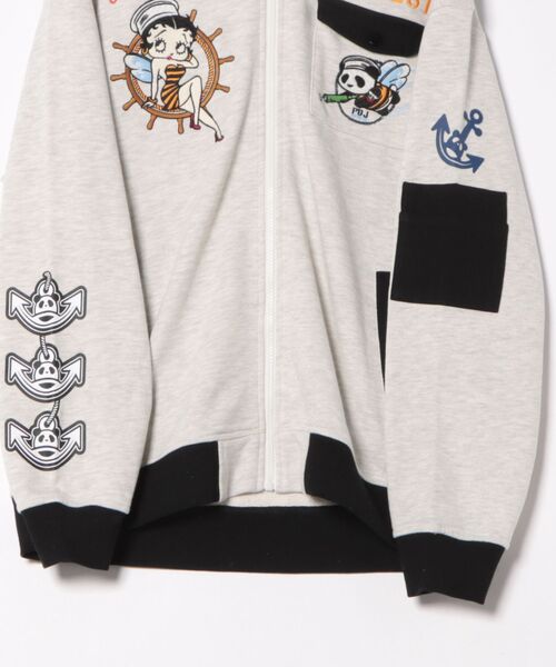 BETTY BOOP(ベティ・ブープ)の「BETTY BOOP×PANDIESTA Honey Bee マリンBETTY ZIPパーカー(M2)(パーカー・メンズ・ブラック/オートミール・XXL/XL/L/M)」の5枚目の写真