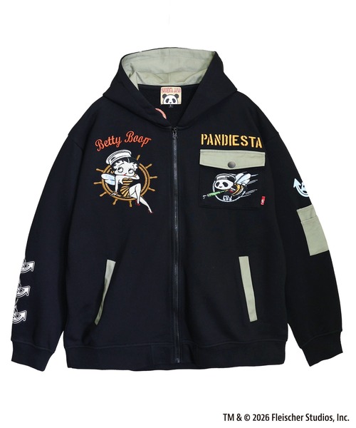 BETTY BOOP(ベティ・ブープ)の「BETTY BOOP×PANDIESTA Honey Bee マリンBETTY ZIPパーカー(M2)(パーカー・メンズ・ブラック/オートミール・XXL/XL/L/M)」の14枚目の写真