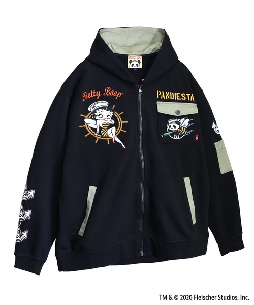BETTY BOOP(ベティ・ブープ)の「BETTY BOOP×PANDIESTA Honey Bee マリンBETTY ZIPパーカー(M2)(パーカー・メンズ・ブラック/オートミール・XXL/XL/L/M)」の15枚目の写真