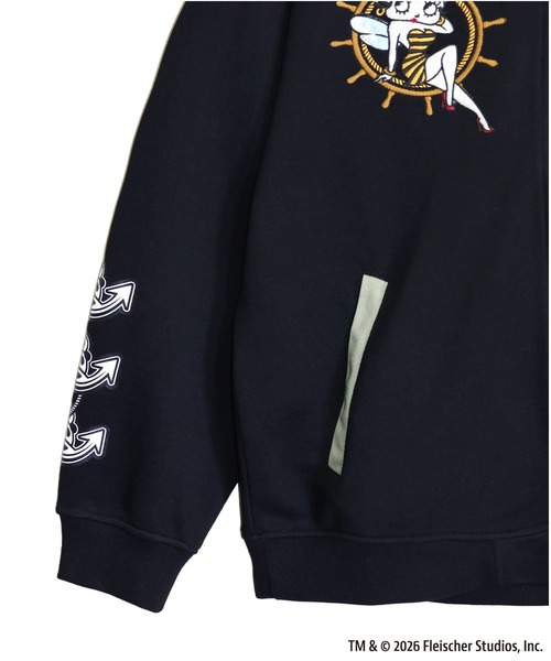 BETTY BOOP(ベティ・ブープ)の「BETTY BOOP×PANDIESTA Honey Bee マリンBETTY ZIPパーカー(M2)(パーカー・メンズ・ブラック/オートミール・XXL/XL/L/M)」の6枚目の写真