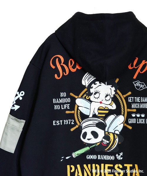 BETTY BOOP(ベティ・ブープ)の「BETTY BOOP×PANDIESTA Honey Bee マリンBETTY ZIPパーカー(M2)(パーカー・メンズ・ブラック/オートミール・XXL/XL/L/M)」の9枚目の写真