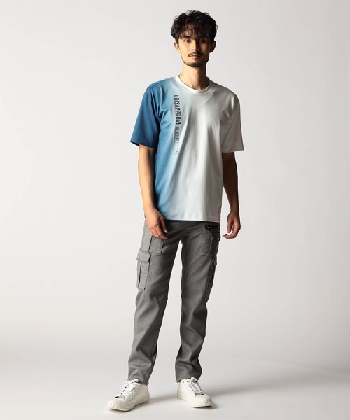 NICOLE CLUB FOR MEN(ニコルクラブフォーメン)の「グラデーションストレッチポンチロゴTシャツ(Tシャツ/カットソー・メンズ・グレー/ブルー/ブラウン・XL/L/M)」の6枚目の写真