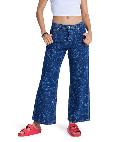 ROXY（ロキシー）の「ROXY ウィメンズ BOOGIE NIGHT MID OCEAN BLUE デニムパンツ 【2026年春夏モデル】/ロキシーペイズリー柄ボトムス（デニムパンツ・レディース・ネイビー・28inch/24inch/26inch）」の6枚目の写真