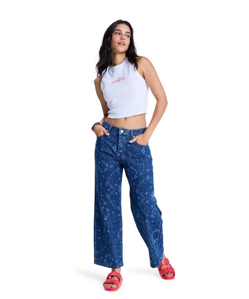 ROXY（ロキシー）の「ROXY ウィメンズ BOOGIE NIGHT MID OCEAN BLUE デニムパンツ 【2026年春夏モデル】/ロキシーペイズリー柄ボトムス（デニムパンツ・レディース・ネイビー・28inch/24inch/26inch）」の9枚目の写真