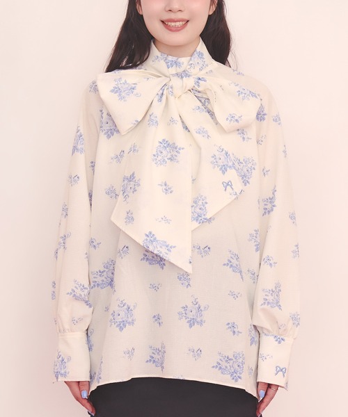 Cath Kidston(キャスキッドソン)の「ボウタイブラウス(シャツ/ブラウス・レディース・サックスブルー系/アイボリー/サックスブルー/ホワイト・FREE)」の14枚目の写真
