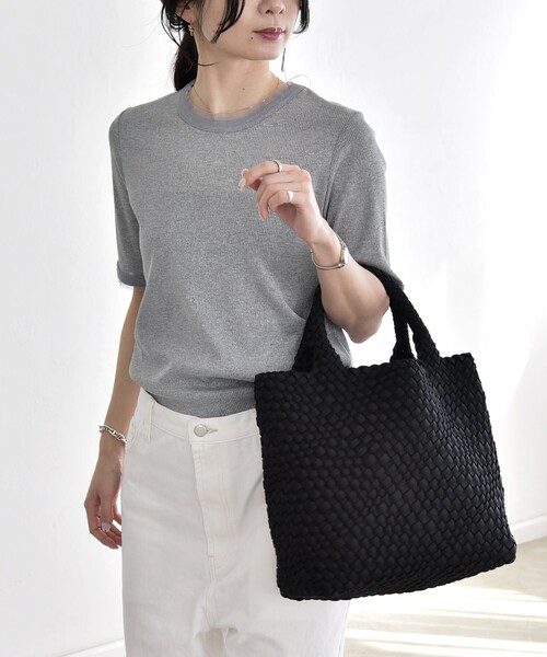 quaranciel(カランシエル)の「quaranciel:〈手洗い可能〉ラメ チュール リブ コンパクト TEE(Tシャツ/カットソー・レディース・ライトグリーン/グレー/ブラック/ホワイト・ONE SIZE)」の3枚目の写真