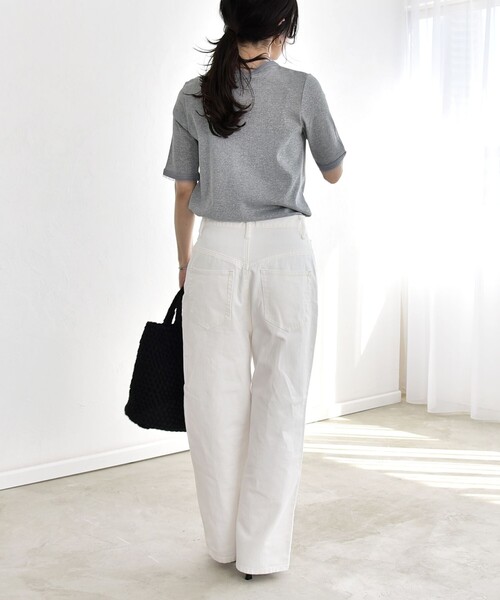 quaranciel(カランシエル)の「quaranciel:〈手洗い可能〉ラメ チュール リブ コンパクト TEE(Tシャツ/カットソー・レディース・ライトグリーン/グレー/ブラック/ホワイト・ONE SIZE)」の18枚目の写真