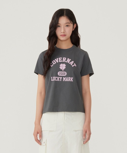 COVERNAT(カバーナット)の「WOMEN CLOVER GRAPHIC T-SHIRT(Tシャツ/カットソー・レディース・チャコールグレー/ブルー/キナリ/ホワイト・LARGE/MEDIUM/SMALL)」の3枚目の写真