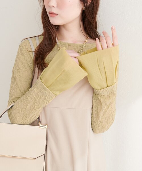 natural couture（ナチュラルクチュール）の「レースジャガードプルオーバー（Tシャツ/カットソー・レディース・ピンク/イエロー/ブラック/アイボリー・FREE）」の3枚目の写真