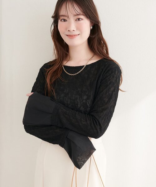 natural couture（ナチュラルクチュール）の「レースジャガードプルオーバー（Tシャツ/カットソー・レディース・ピンク/イエロー/ブラック/アイボリー・FREE）」の13枚目の写真