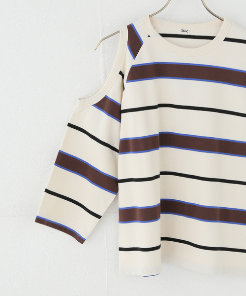 plage(プラージュ)の「《一部店舗・WEB限定》TANC TOKYO / タンクトウキョウ PIQUET BORDER ASYM TEEシャツ(Tシャツ/カットソー・レディース・アイボリー・FREE)」の4枚目の写真