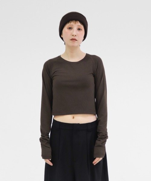 lit(リット)の「Compact Raglan Tops(Tシャツ/カットソー・レディース・ブラック/アイボリー/ブラウン・FREE)」の1枚目の写真