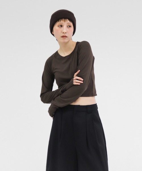 lit(リット)の「Compact Raglan Tops(Tシャツ/カットソー・レディース・ブラック/アイボリー/ブラウン・FREE)」の21枚目の写真