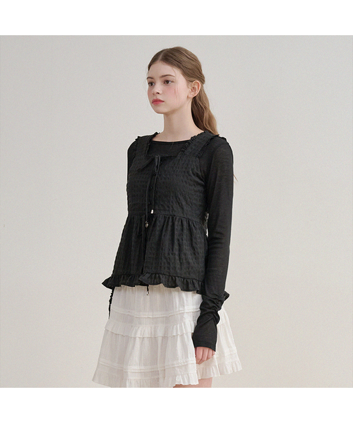 MICANE(ミケーネ)の「ハーパーヴィスティエ - ティーセットアップ(Tシャツ/カットソー・レディース・ブラック/アイボリー・MEDIUM/SMALL/X-LARGE/LARGE)」の1枚目の写真
