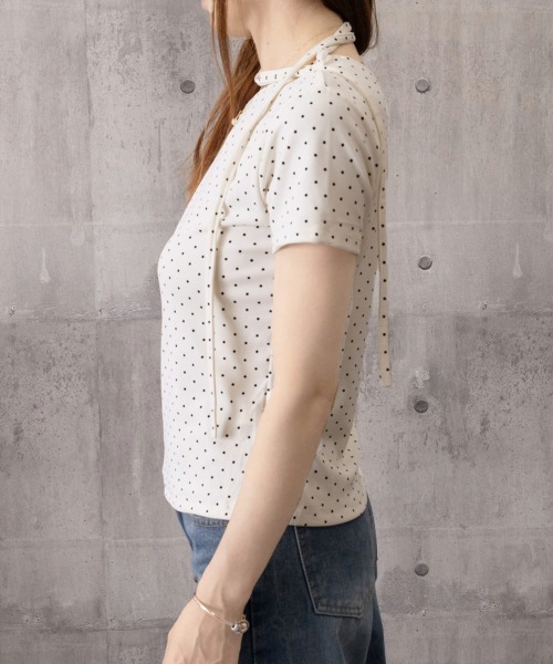 Miniministore(ミニミニストア)の「ドット柄tシャツオフショルダートップス夏(Tシャツ/カットソー・レディース・アイボリー/ピンク/ブラック・FREE)」の18枚目の写真