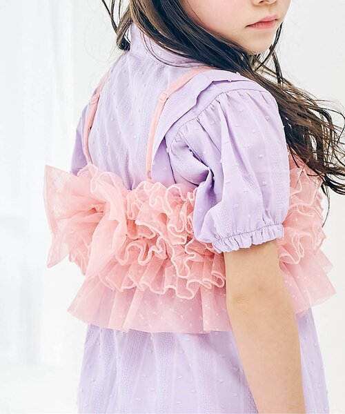 apres les cours（アプレレクール）の「【WEB限定】フリルビスチェ付きワンピース甚平（浴衣・キッズ・ラベンダー/イエロー・80/90/100/110/120/130）」の6枚目の写真