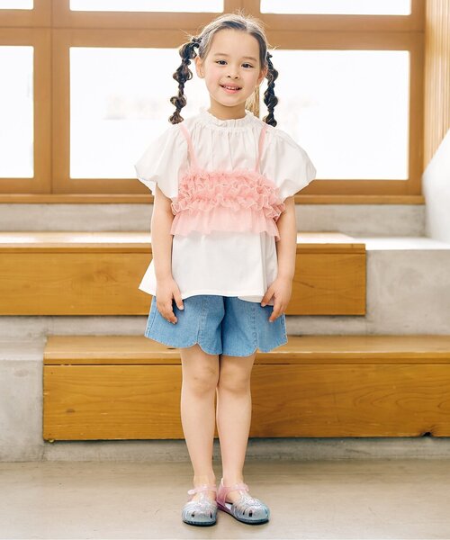 apres les cours（アプレレクール）の「【WEB限定】フリルビスチェ付きワンピース甚平（浴衣・キッズ・ラベンダー/イエロー・80/90/100/110/120/130）」の5枚目の写真