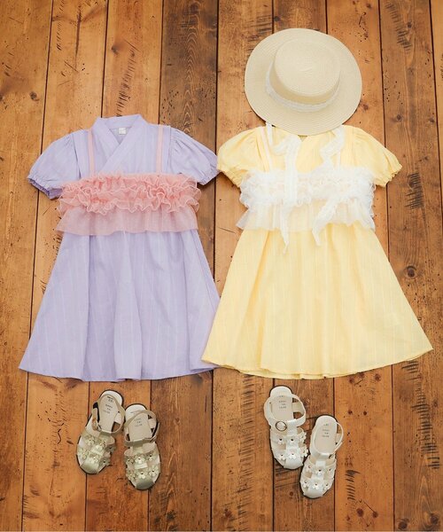 apres les cours（アプレレクール）の「【WEB限定】フリルビスチェ付きワンピース甚平（浴衣・キッズ・ラベンダー/イエロー・80/90/100/110/120/130）」の22枚目の写真