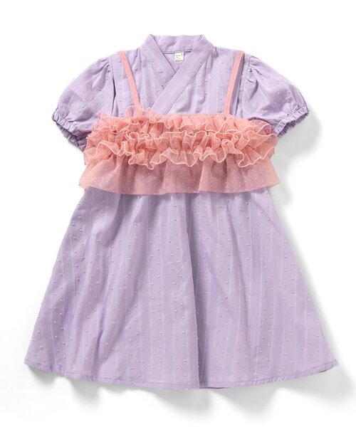 apres les cours（アプレレクール）の「【WEB限定】フリルビスチェ付きワンピース甚平（浴衣・キッズ・ラベンダー/イエロー・80/90/100/110/120/130）」の21枚目の写真