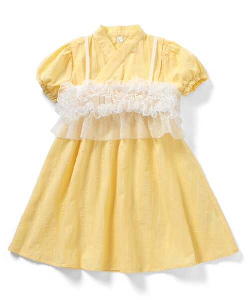 apres les cours（アプレレクール）の「【WEB限定】フリルビスチェ付きワンピース甚平（浴衣・キッズ・ラベンダー/イエロー・80/90/100/110/120/130）」の17枚目の写真