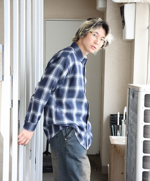CIAO（チャオ）の「CIAO ｵﾝﾌﾞﾚﾁｪｯｸ ﾀﾞｯﾄﾞｼｬﾂ（シャツ/ブラウス・メンズ・ネイビー/グレー/ブラック/オレンジ・M/L）」の13枚目の写真