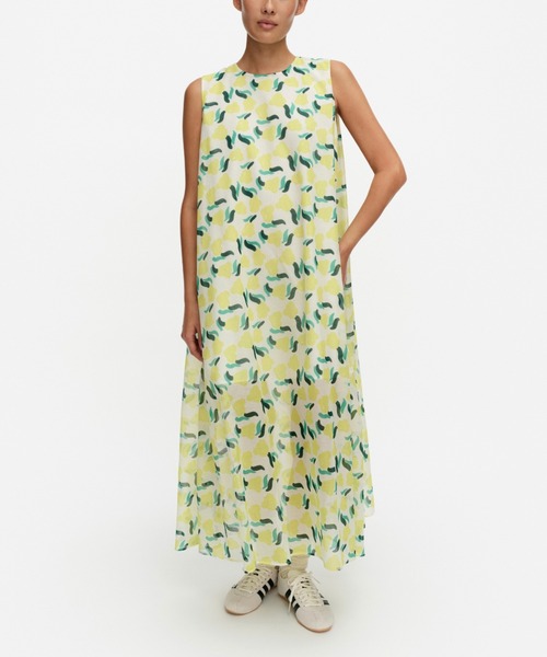 marimekko 刺繍ワンピース 新品 コットン M イエロー セール】Sh Piirroot Lemmitty / Dress（ワンピース）｜marimekko