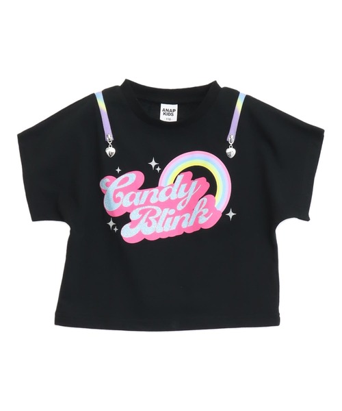 ANAP kids（アナップキッズ）の「肩ジップ レインボー Tシャツ トップス（Tシャツ/カットソー・キッズ・ホワイト/ブラック/ラベンダー・110/120/130）」の2枚目の写真