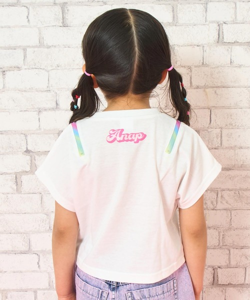 ANAP kids（アナップキッズ）の「肩ジップ レインボー Tシャツ トップス（Tシャツ/カットソー・キッズ・ホワイト/ブラック/ラベンダー・110/120/130）」の9枚目の写真