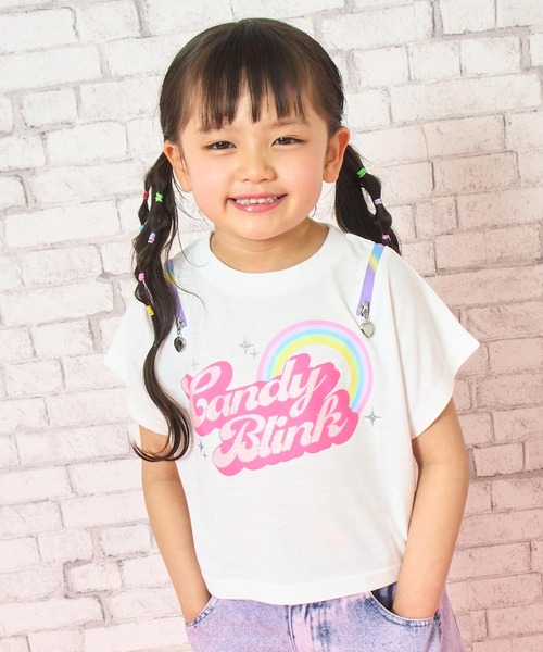 ANAP kids（アナップキッズ）の「肩ジップ レインボー Tシャツ トップス（Tシャツ/カットソー・キッズ・ホワイト/ブラック/ラベンダー・110/120/130）」の7枚目の写真