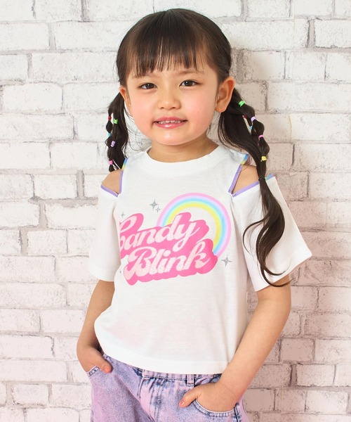 ANAP kids（アナップキッズ）の「肩ジップ レインボー Tシャツ トップス（Tシャツ/カットソー・キッズ・ホワイト/ブラック/ラベンダー・110/120/130）」の6枚目の写真