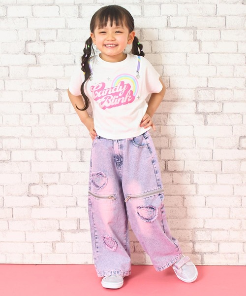 ANAP kids（アナップキッズ）の「肩ジップ レインボー Tシャツ トップス（Tシャツ/カットソー・キッズ・ホワイト/ブラック/ラベンダー・110/120/130）」の11枚目の写真