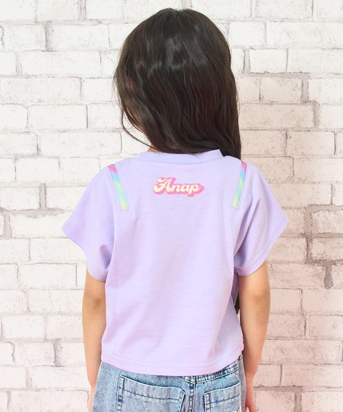 ANAP kids（アナップキッズ）の「肩ジップ レインボー Tシャツ トップス（Tシャツ/カットソー・キッズ・ホワイト/ブラック/ラベンダー・110/120/130）」の16枚目の写真
