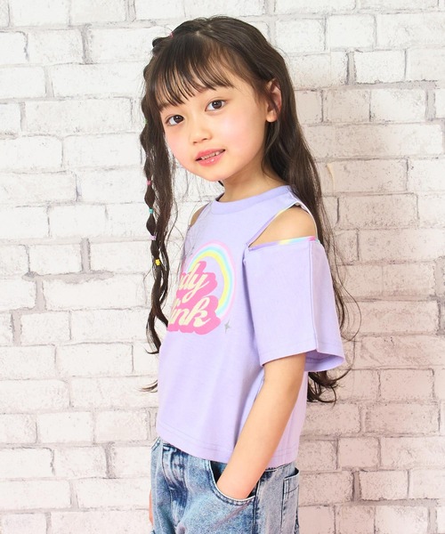 ANAP kids（アナップキッズ）の「肩ジップ レインボー Tシャツ トップス（Tシャツ/カットソー・キッズ・ホワイト/ブラック/ラベンダー・110/120/130）」の12枚目の写真